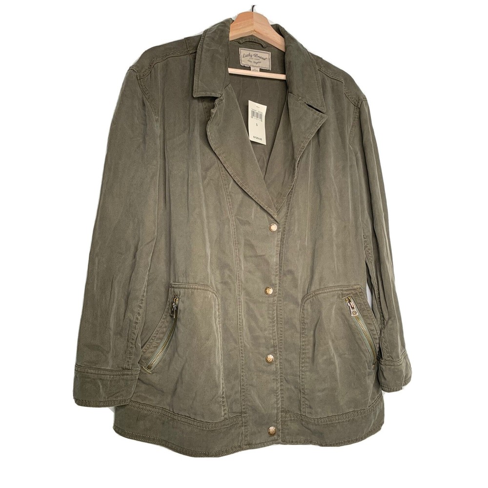 Lucky Brand Utility Blazer Jacket Coat Army Green Buttons Womens Size S NEW